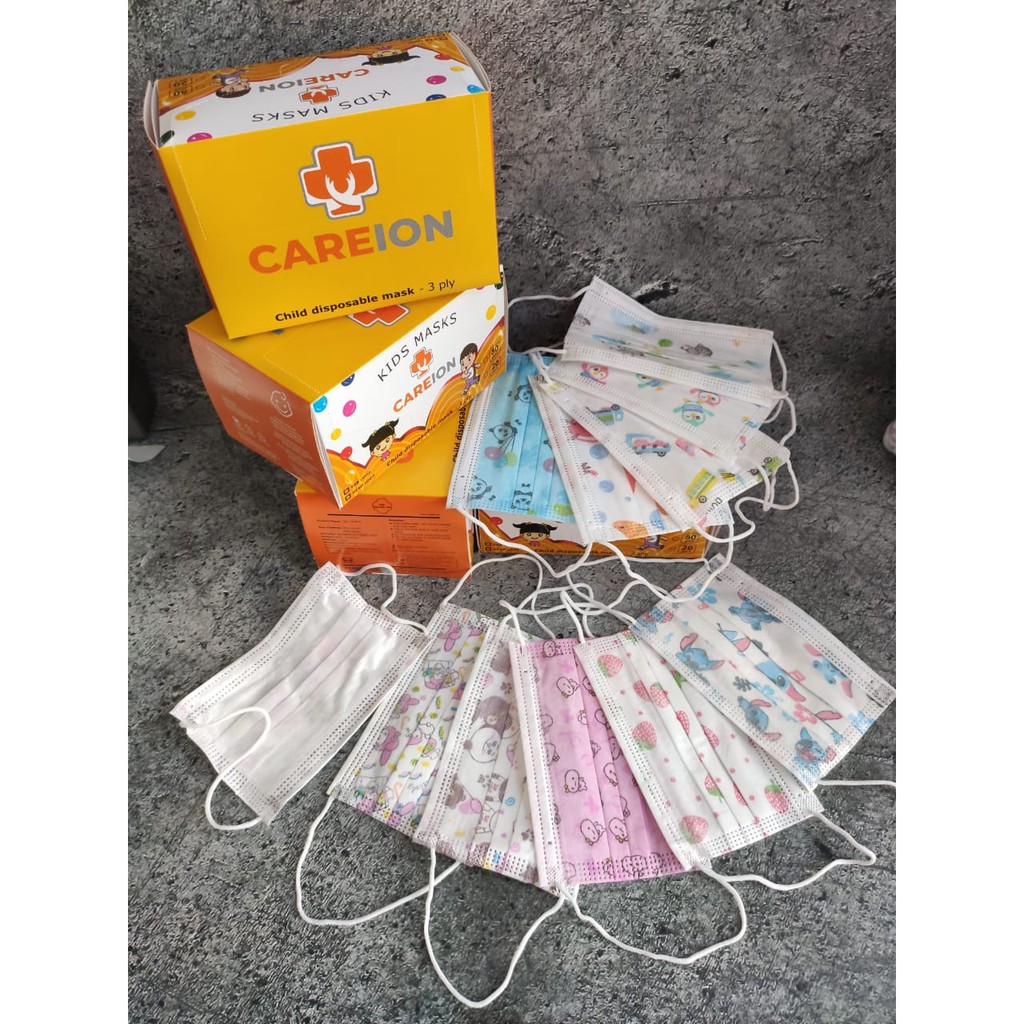 PER BOX 50PC - MASKER ANAK 3PLY CAREION MOTIF