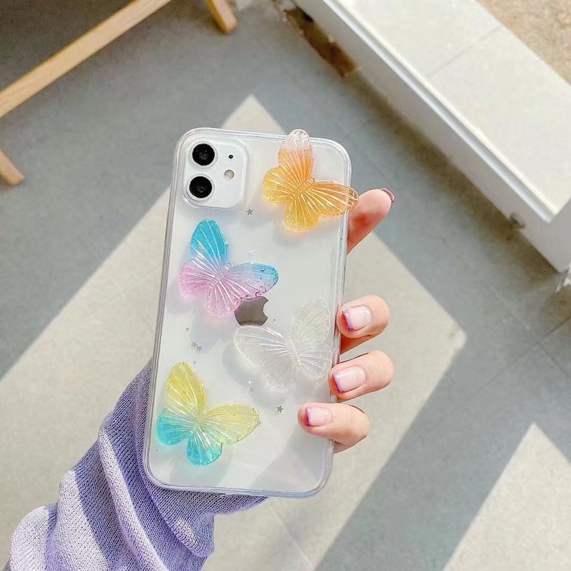 Butterfly 3D Case Iphone Oppo Vivo Xiaomi Samsung Huawei Realme A95 A32 A33 V23e V21 A53 2020 Redmi Note 4 5 6 7 8 9 10 Pro Reno 2f 5f