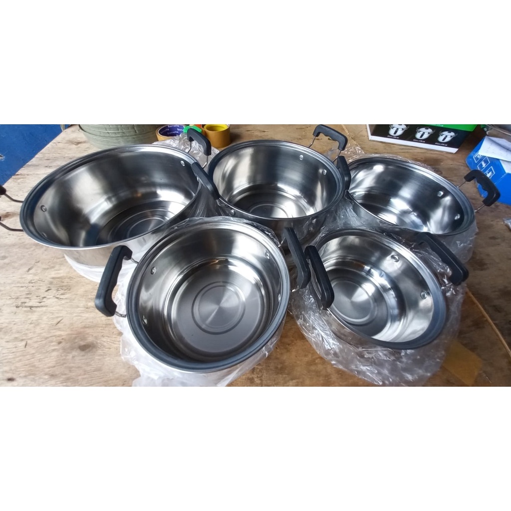 TERBARU (3kg)  SHENAR PANCI STAINLESS STEEL COOKWARE 5 SET PANCI 5 SET TUTUP KACA PANCI SET PANCI ISI 5 PCS|PANCI TEBAL SERBAGUNA|PANCI SET STAINLEES KUAT