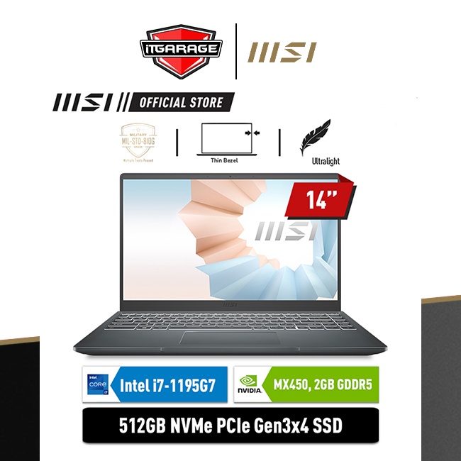 MSI Modern 14 B11SB-693ID|i7-1165G7/8G/512G/MX450-2G