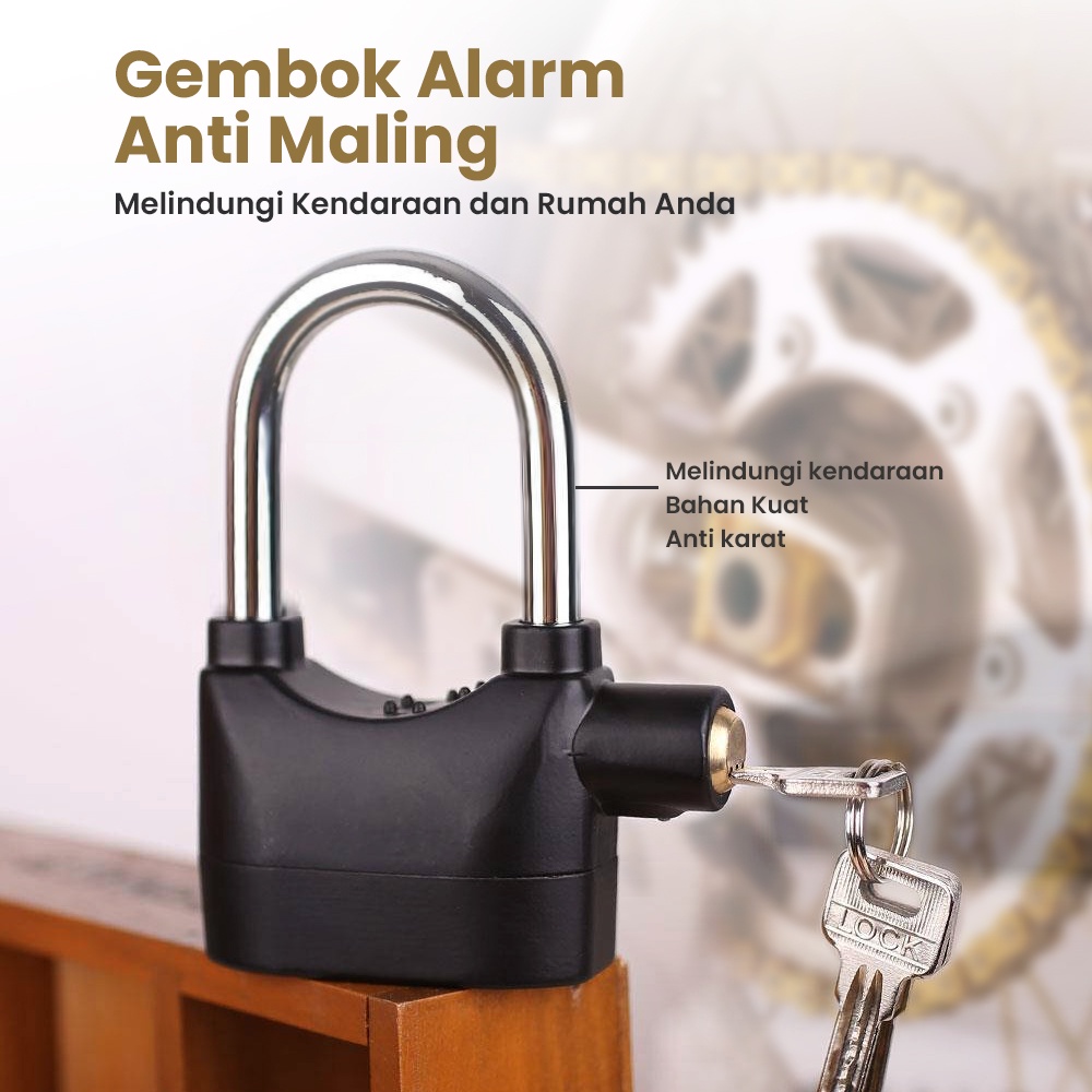 Gembok Alarm Kunci Gembok Anti Maling