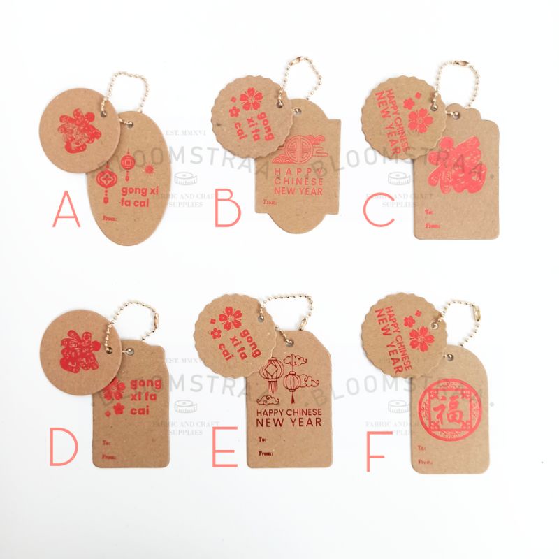 Hang Tag Imlek Set Kartu Ucapan CNY Hampers Kraft Hangtag Gantungan