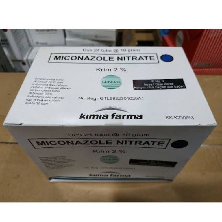 ORIGINAL MICONAZOLE NITRATE KRIM 2% 1 BOX ISI 24 TUBE @ 10 GRAM SALEP GATAL KULIT JAMUR KUTU AIR