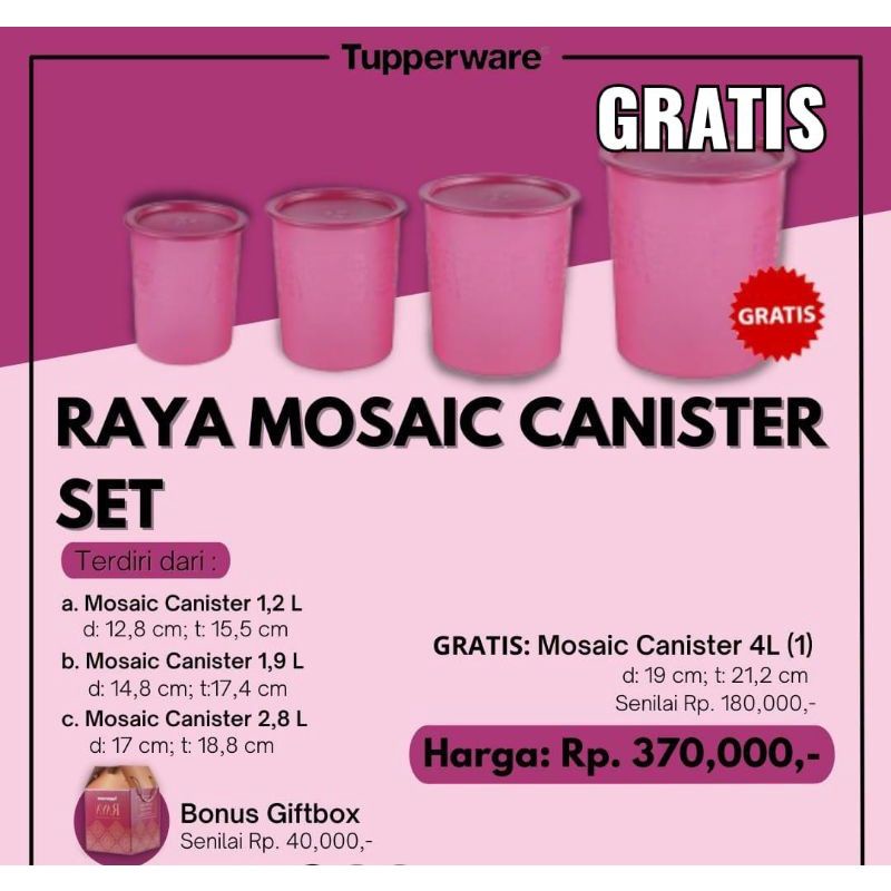 tupperware Raya mosaic canister - toples kripik set - toples krupuk