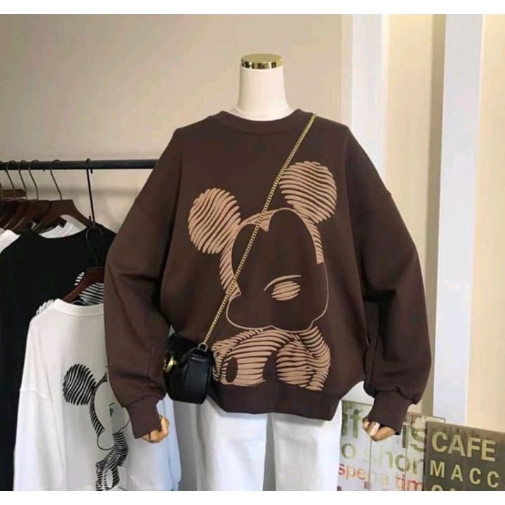 DISNI SWEATER OVERSIZE MICKEY OBLONG CREWNECK WANITA