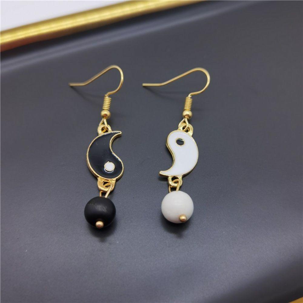 Mxbeauty Delapan Diagram Drop Earrings Fashion Drip Minyak Tai Chi Hitam Putih Simetris Wanita Perhiasan