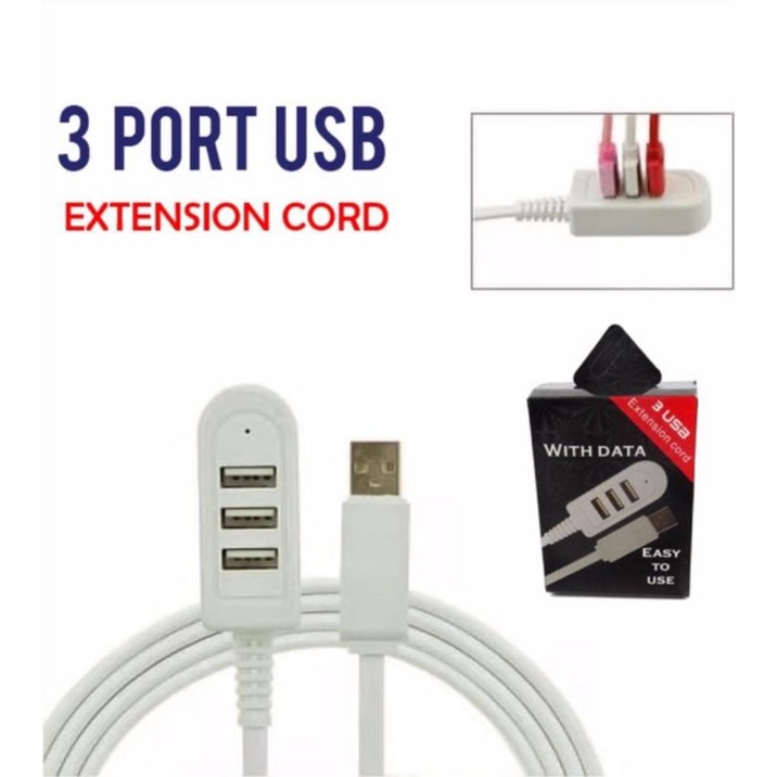 usb hub lubang 3 port pc &amp; laptop mouse &amp; keyboard v 2,0 panjang kabel 30cm