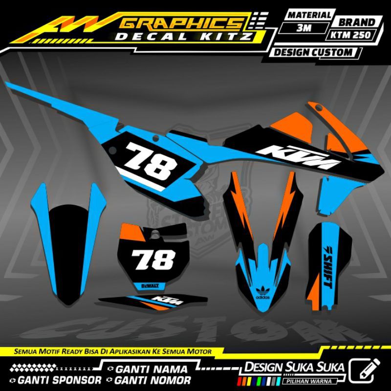 DECAL KTM 250 2017 KTM 250 NEW BIRU MUDA BIRU SKY