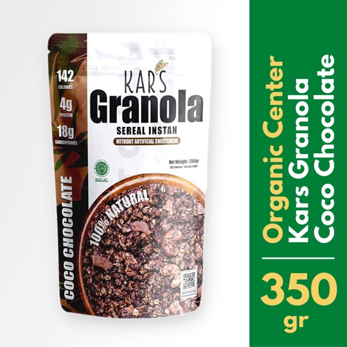 

Jual Organic Center - Kars Granola Coco Chocolate 350Gr - Cemilan Sehat