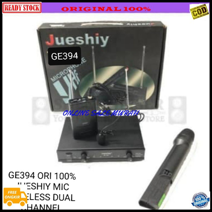 G394 Jueshiy ori 100% Mic jepit pegang handle condesor dual mik klip on dobel wireless wireles prof profesional pro karaoke mikrophone audio sound vokal vocal panggung dj studio Kancing kerah baju Clip sensitif aux tie ceramah pidato panggung imam acara