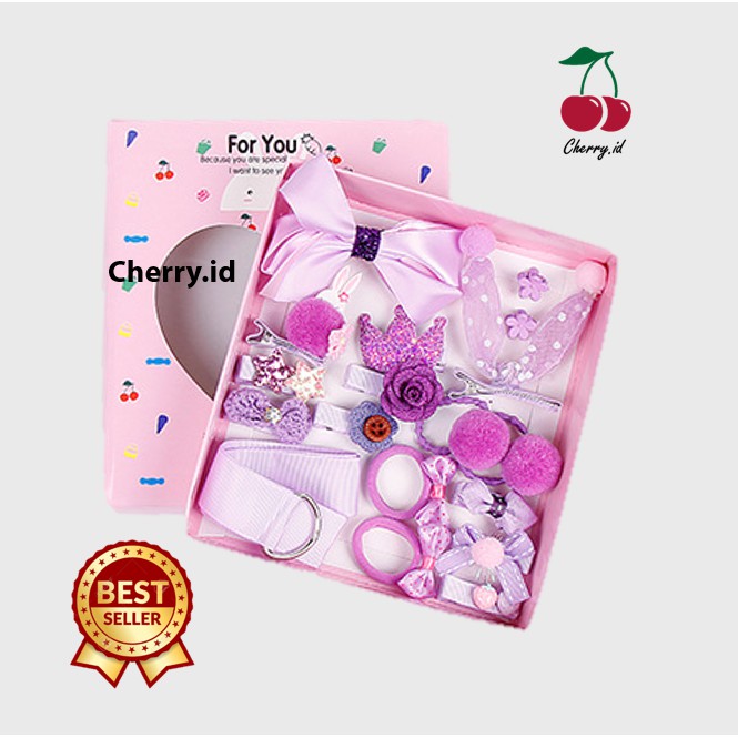 Cherry COD Aksesoris Ikat Jepit Rambut Anak Cute  / Children's Hairpin Hair Circle Gift Box / Pita Rambut Anak / Karet Rambut Anak PT03