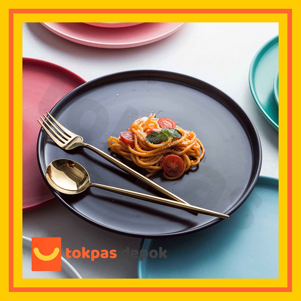 Piring Minimalis Ceper Piring Makan Sultan Piring Aesthetic Piring Putih Mewah Set Peralatan Makan P