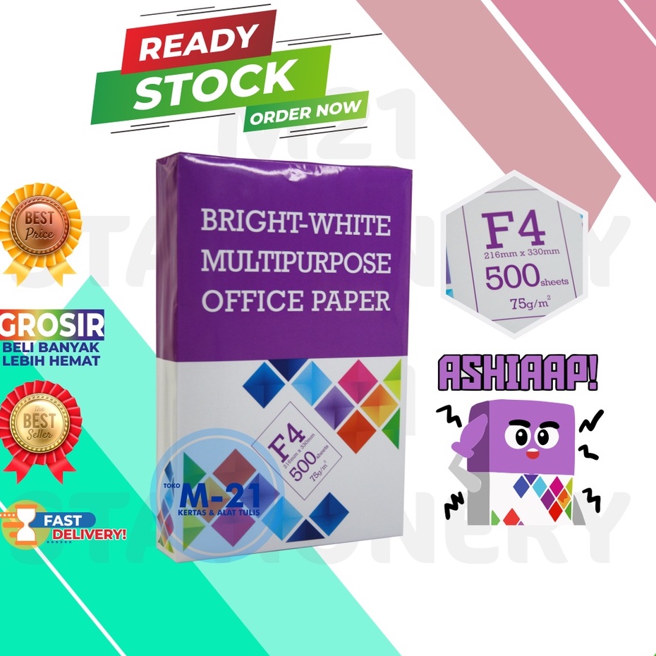 

KERTAS HVS FOTOCOPY PRINT F4 75GSM POLOS PUTIH