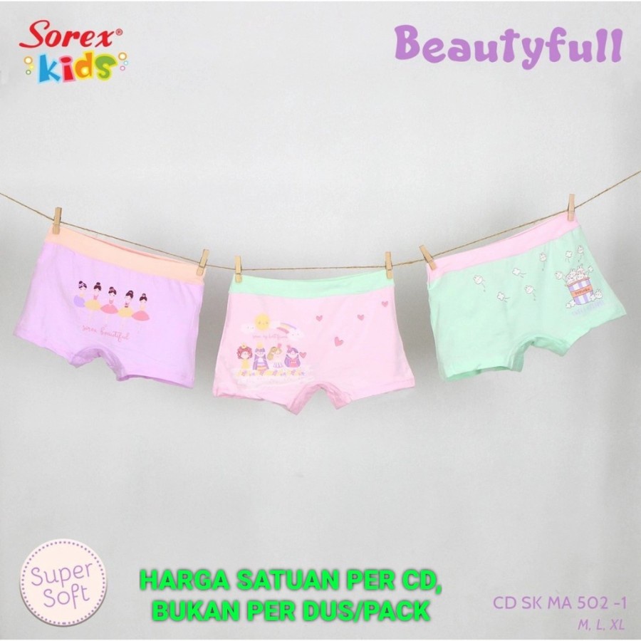 SOREX KIDS GIRL MA 502-1 BEAUTIFUL - CD CELANA DALAM BOXER ANAK CEWEK PEREMPUAN