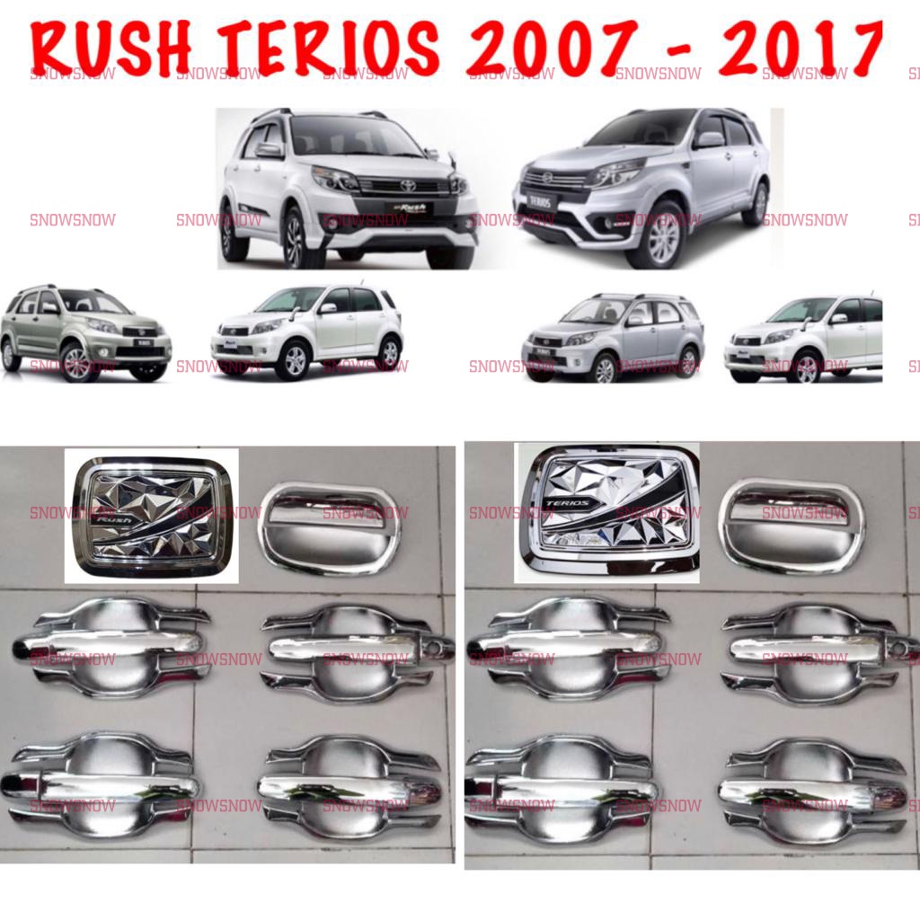 Paket Outer Handle Tank Cover Rush Terios Lama Old 2007 2008 2012 2015 2017 5pcs Exclusive Hitam Chrome