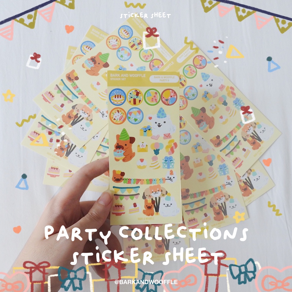 

BARK AND WOOFFLE Party Sticker Sheet / Stiker Kiss Cut