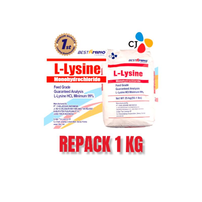 Feed Additif / CJ L Lysine Lisin Untuk Unggas Kucing Anjing & Ternak Repack 1 kg