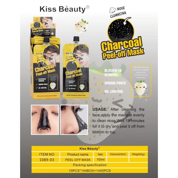 ECER MASKER KOMEDO | MASKER KISS BEAUTY |MASKER SASET PEEL OF MASK CHARCOAL NO.1088-03 | 1089-03