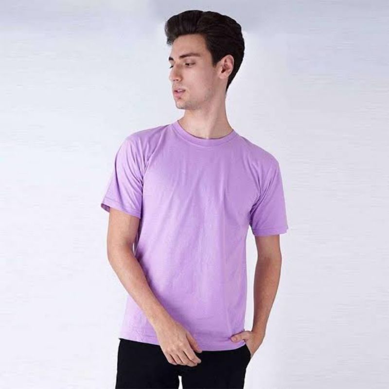 Kaos Polos Ungu Muda Lilac Lengan Pendek Cotton Combed 30s