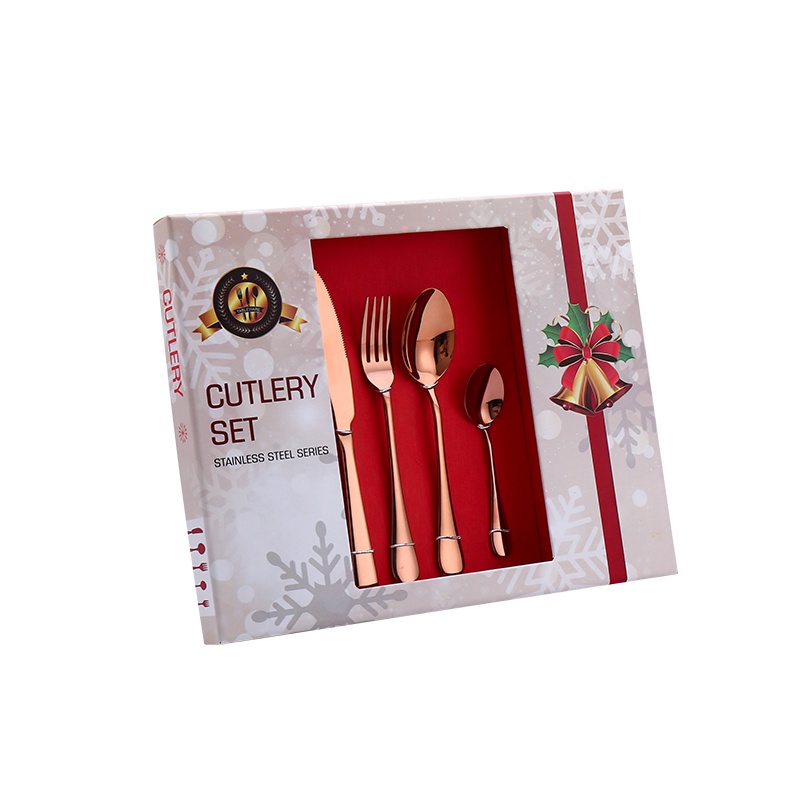 hampers natal cutlery set 24pcs free bag / christmas gift box package alat makan sendok garpu pisau steak sendok teh dinner table