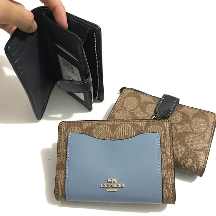 Stok Ready Dompet Coach Original   Coach medium wallet khaki midnight pool terakhir