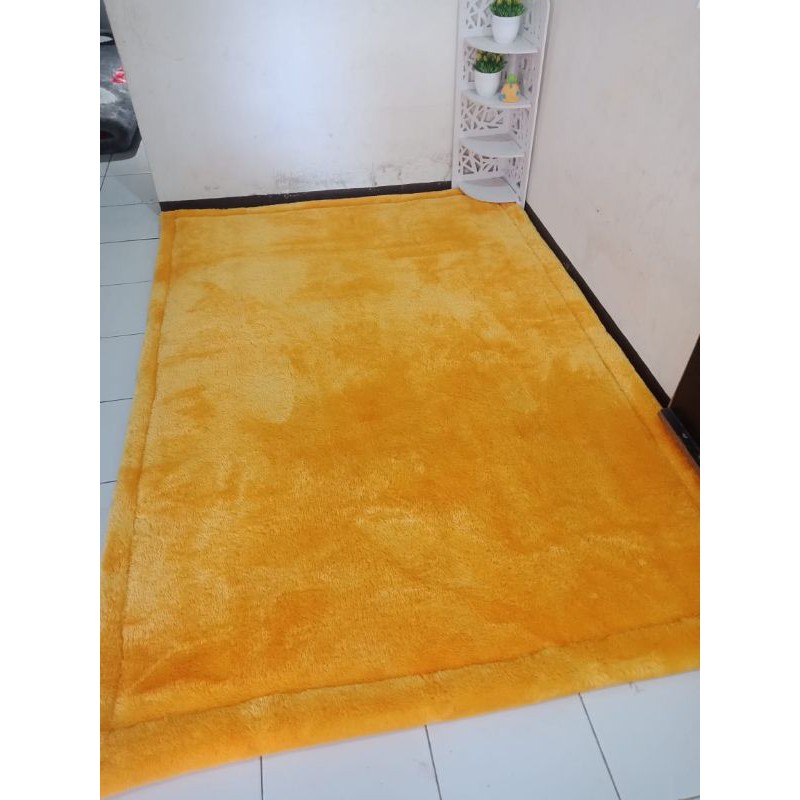 SURPET RASFUR KASUR BUSA KASUR BULU KARPET BULU KARPET RASFUR KASUR RASFUR POLOS KUNING 150x200CM
