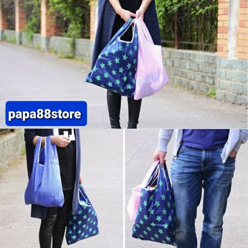 SHOPPING BAG LIPAT  BAGCU TAS BELANJA LIPAT WARNA MOTIF INDAH CANTIK