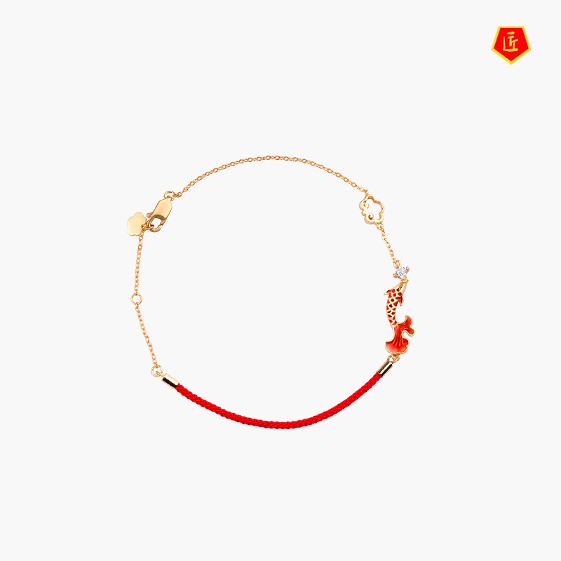 [Ready Stock]Koi Jewelry Set Necklace Earrings Braided Red Rope Bracelet