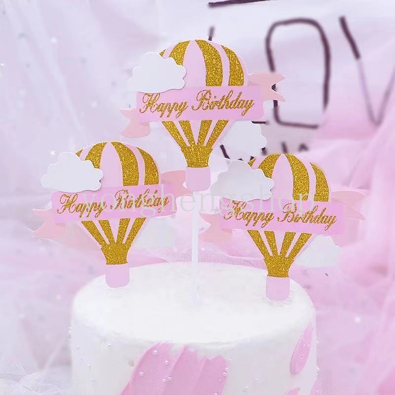 3 Pcs / set Topper Kue Bentuk Balon Udara Awan Shining Untuk Dekorasi Pesta Ulang Tahun