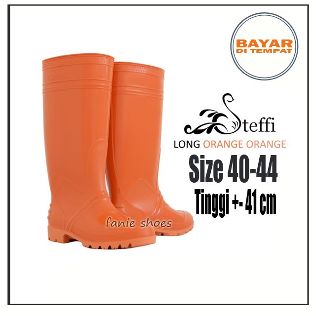 Steffi Boots Karet Oranye / Orange 40-44 / Sepatu Karet Tahan Air / Proyek / Kebun / Sepatu APD