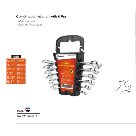 Kunci Ring-Pas Set 6pcs 8, 10, 12, 13, 14 &amp; 17mm COMBINATION WRENCH Konci Ring Pas Set