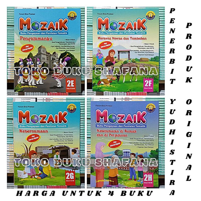 Paket 4 Buku Mozaik 2E 2F 2G 2H Yudhistira Kelas 2 SD K13 Revisi - Pengayaan &amp; Penilaian Tematik