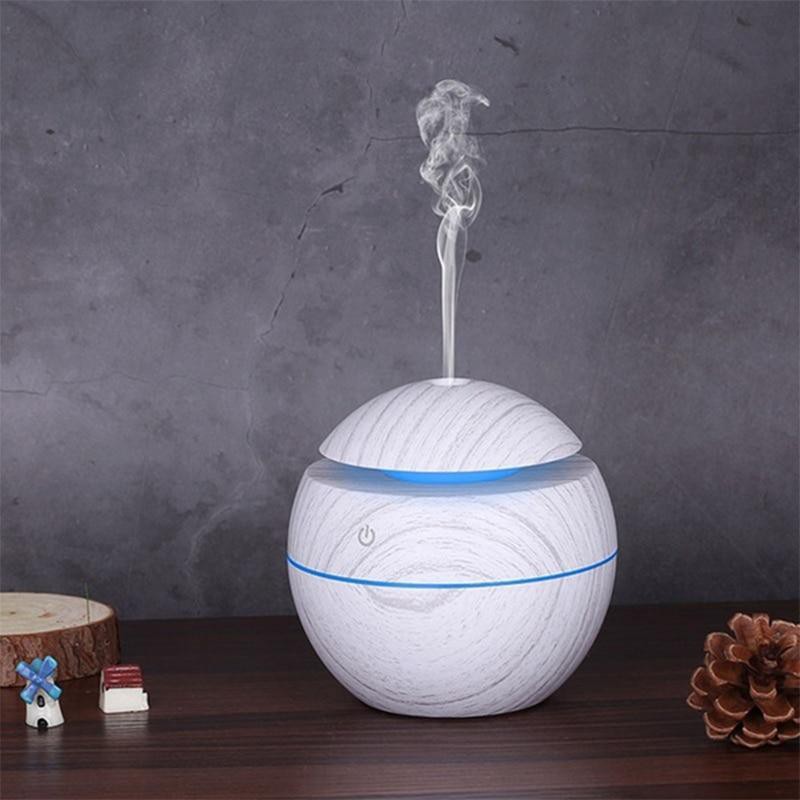 Diffuser Humidifier Aromatherapy Pelembab Udara Pewangi Ruangan Disfuser Essential Oil Purifier H41-BULAT WHITE WOOD