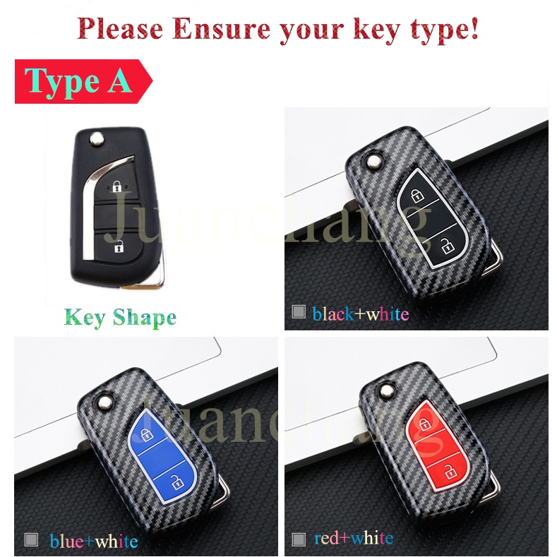 Case Holder Kunci Remote Mobil Bahan ABS Silikon Carbon Fiber Untuk Toyota Hilux Revo Innova Rav4 Fortuner