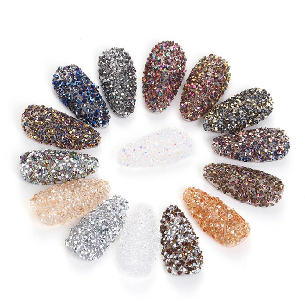 Rebuy Nail Rhinestones Bersinar Non HotFix Manik-Manik Mini Kaca Berlian Kuku Glitter DIY Nail Art
