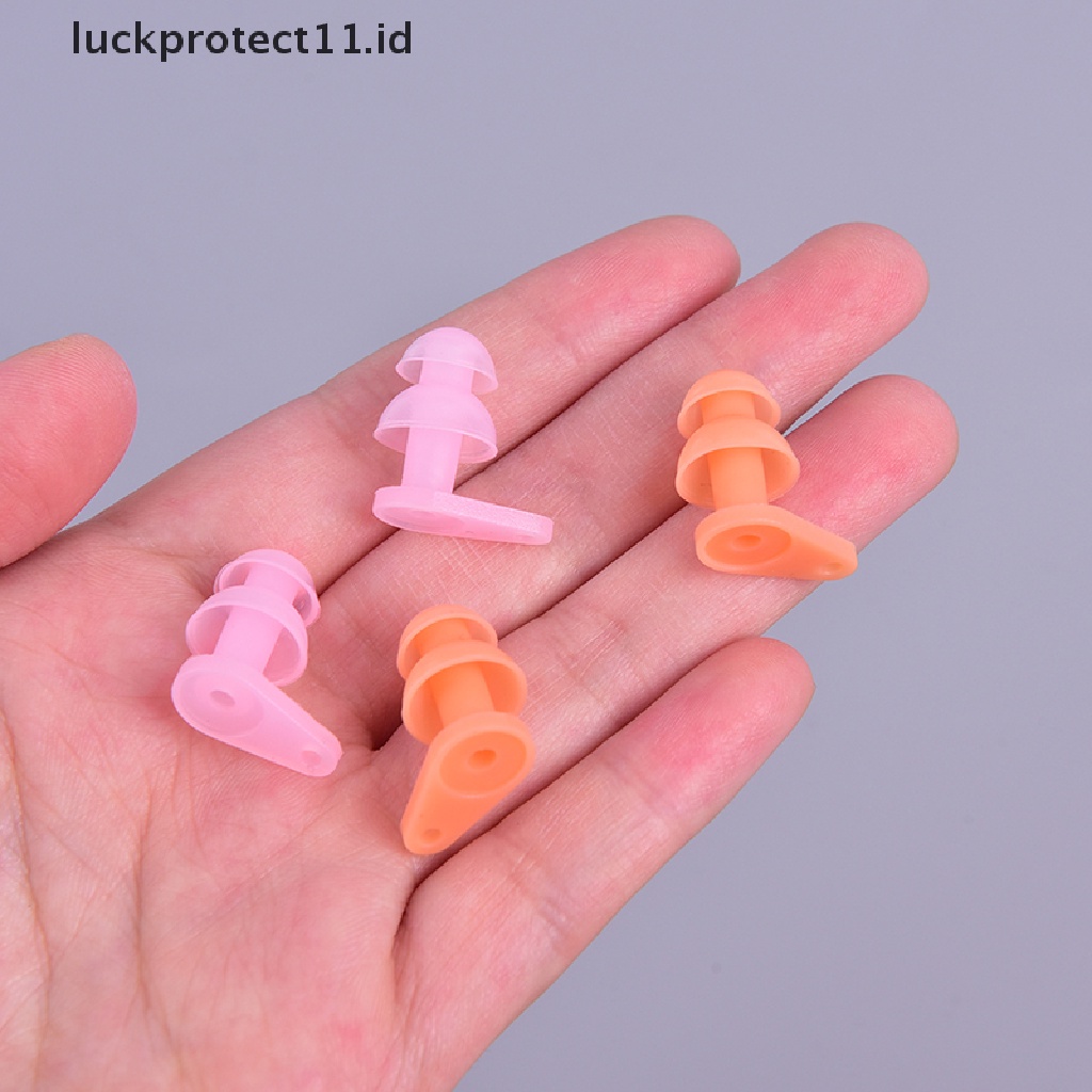 &lt; Luckprotect11. &lt; Luckproteksi1 Pasang Earplugs Bahan Silikon Tahan Air Untuk Olahraga Air