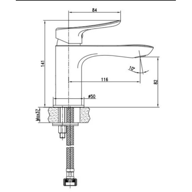 Kran Wastafel Black Mixer Wasser MBA-X010 / Kran Wastafel Hitam Panas Dingin Wasser