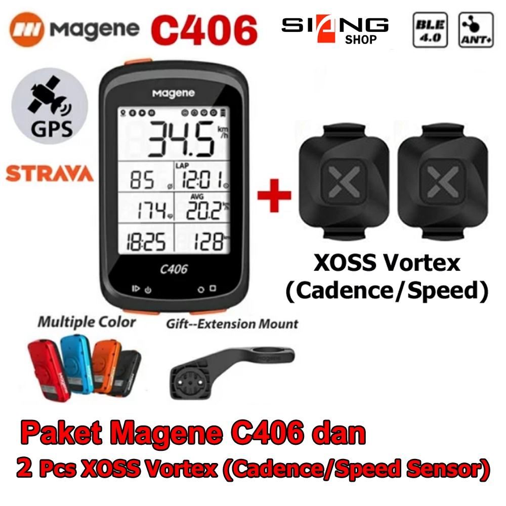 Cyclocomp / Speedometer sepeda MAGENE C406 bundling 2 pcs XOSS VORTEX