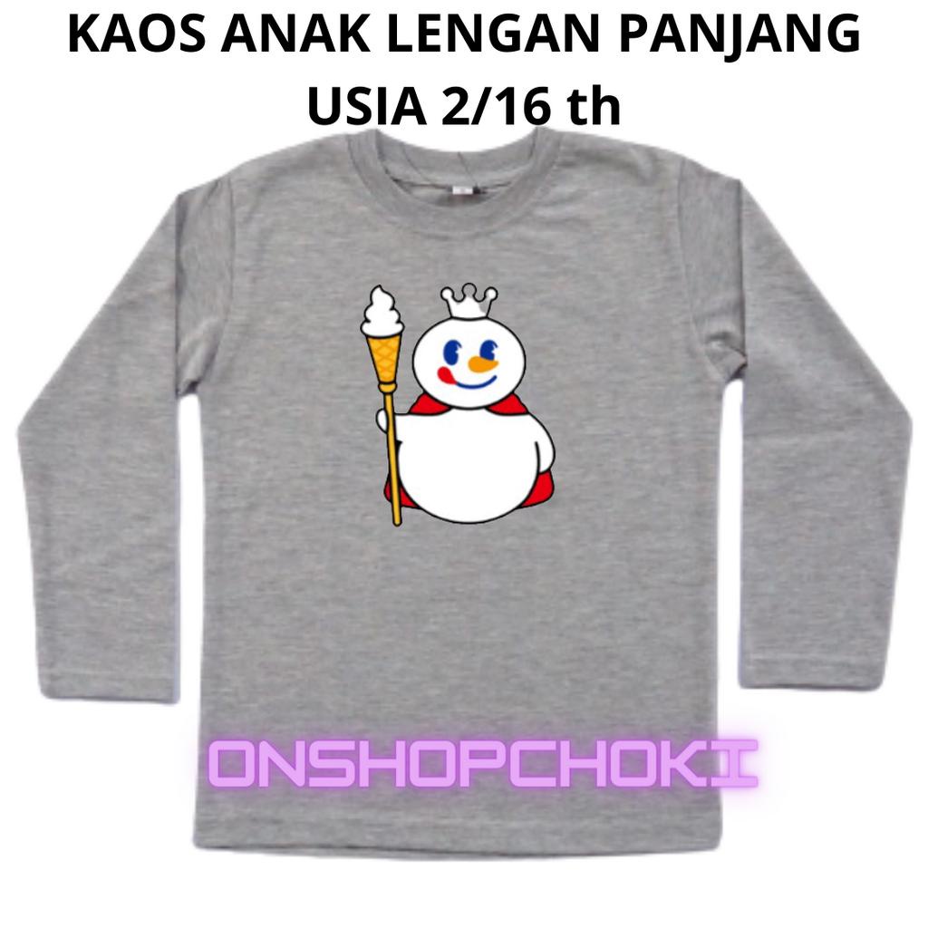 Kaos Anak Lengan Panjang Gambar MIXUE Unisex Cowok Cewek Usia 2-16th Kaos oblong anak lengan panjang