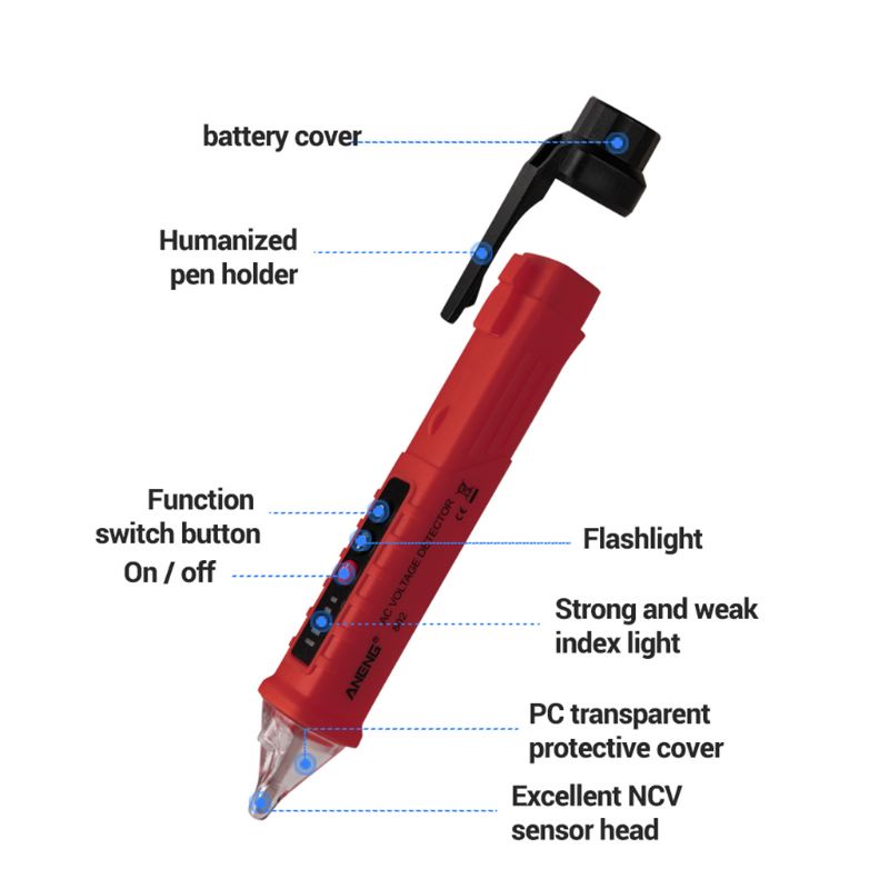 Kiss VD802 Pen Detektor Voltase AC 12V-1000v Dengan Indikator LED