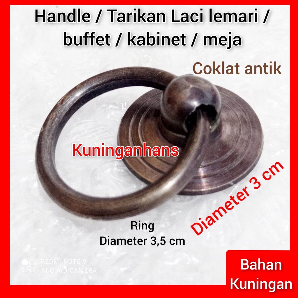 tarikan laci D 3 cm ring 3,5 cm tarikan laci antik kuningan tarikan laci meja / lemari / buffet / ka