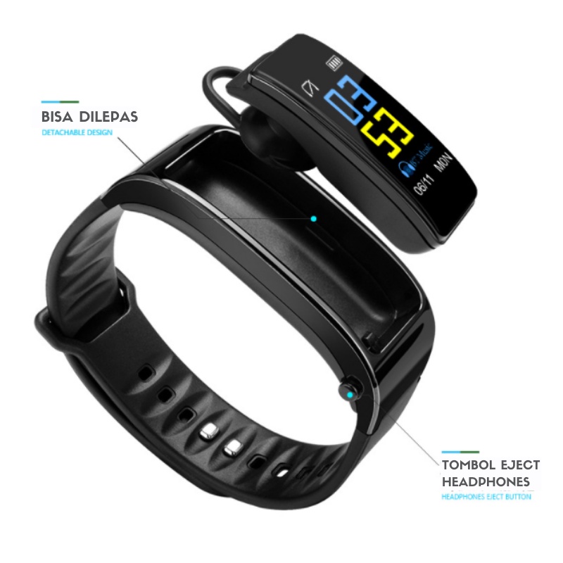 Retaily J181 Jam Tangan Bluetooth Smartwatch Band Earphone Multifungsi