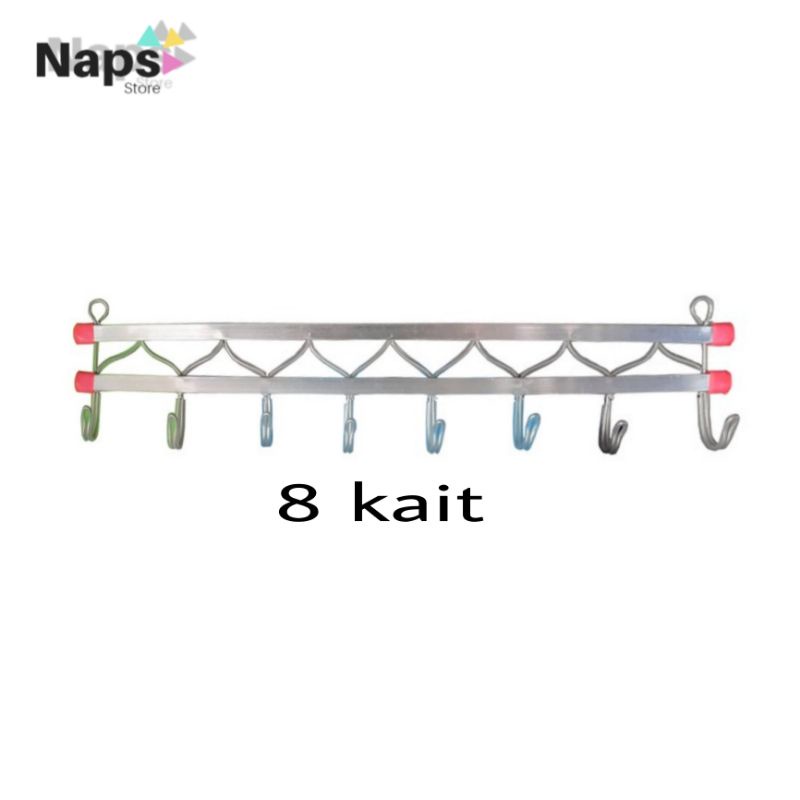KAPSTOK GANTUNGAN BAJU TEMPEL 8 KAIT|CANTOLAN BAJU TEMPEL DINDING|KAPSTOK ALMUNIUM