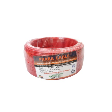 KABEL NYA 1 x 2,5 @ 50M, KABEL NYA 1X2,5 50 METER PRABA / KABEL INSTALASI TUNGGAL 1 ROLL