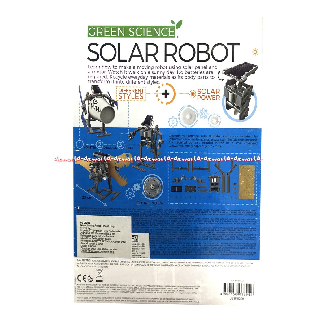 4M Green Science Solar Robot Solar Powered Panel Mainan Membuat Kreasi Robot Tenaga Solar