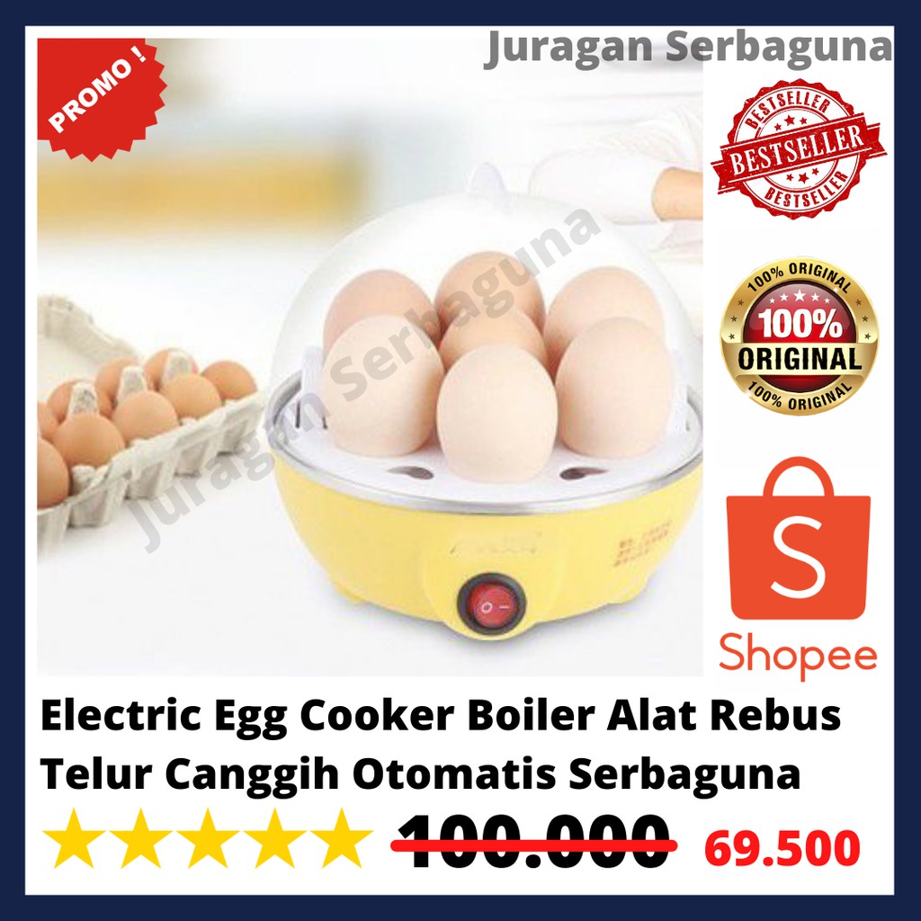 Electric Egg Cooker Boiler Alat Rebus Telur Canggih Otomatis Serbaguna