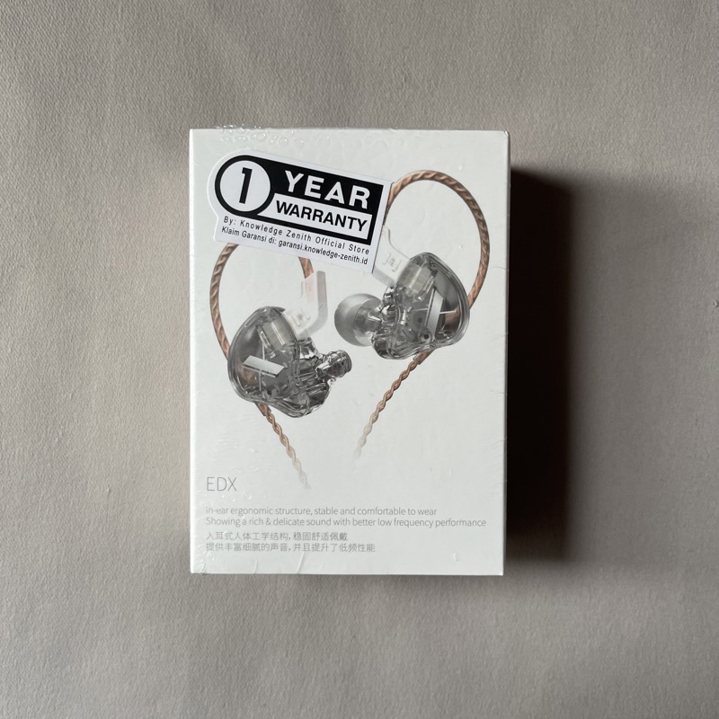 Knowledge Zenith KZ EDX Dynamic Driver - Stage Monitoring Earphone In Ear Headphone Headset Special Edition-Trans Grey Mic