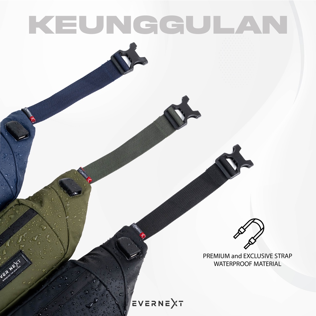 Tas Waist Bag Selempang Slempang Distro Anti Air Waterproof Pria Cowok Tas Pinggan Selempang Simpel Keren Anti Air Waterproof