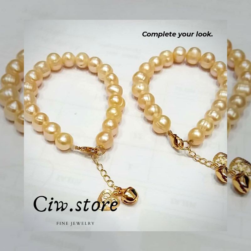 GELANG RHODIUM LAPIS EMAS MUTIARA