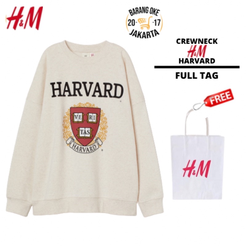 COD 7.7 Crewneck Sweater H&amp;M Harvard Cream University Pria Wanita Jaket Unisex Cowok Cewek Full Tag